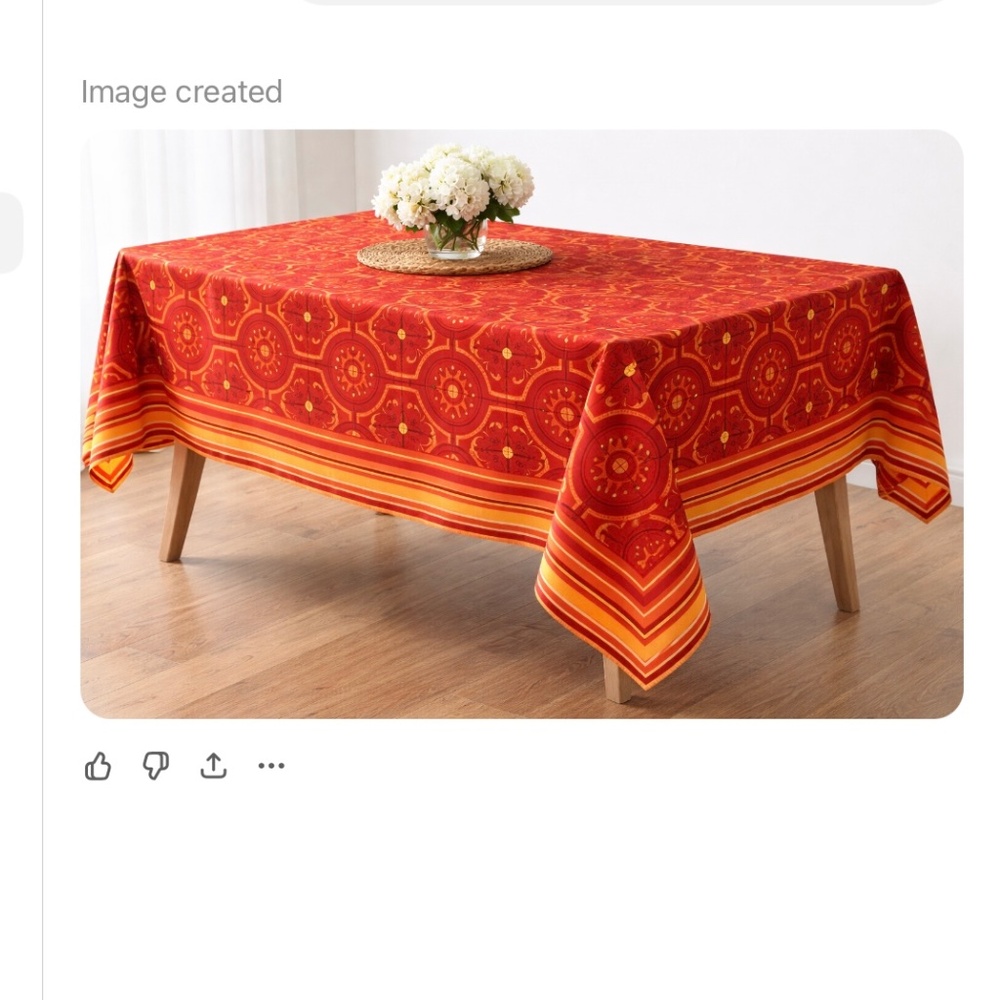 Bobby Flay Medallion Print Tablecloth - Red/Orange 60x84